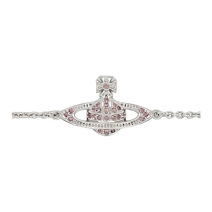 Vivienne Westwood Brass Saturn Styling Bracelet Unisex Silver/Purple Pink Diamond-0