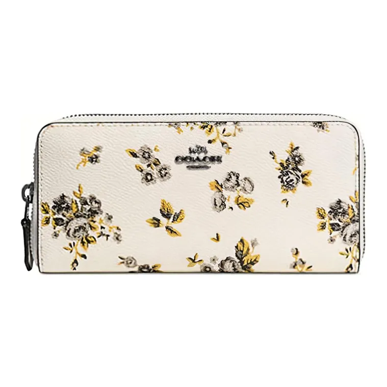 COACH Accordion Zip Leather Trunk Wallet Women's Ecru-1