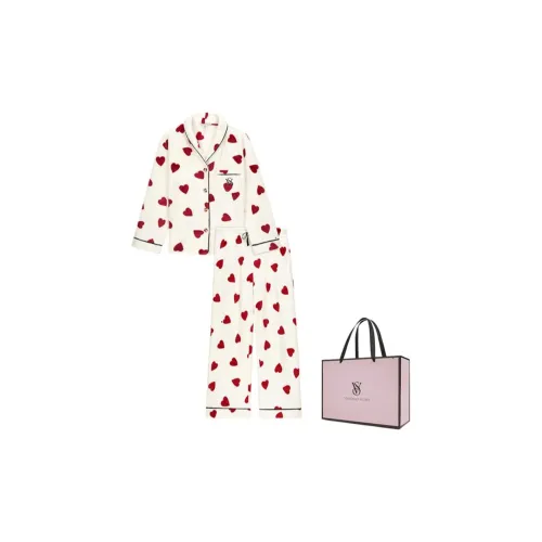 Victoria's Secret Pajama Set Women's Heartbeat White