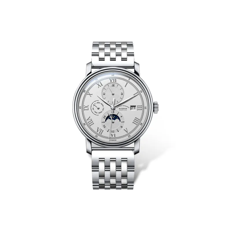 BORMAN Automatic Mechanical Movement Steel Strap Men's Watches Silver Dial-1