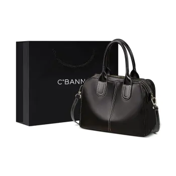 C°BANNER Cow Leather With Synthetic Leather Shoulder Bag, Crossbody Bag, Handbag Women's Black/Wine Coffee