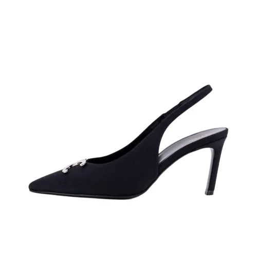 CELINE Triomphe Logo Plaque Slingback Pumps