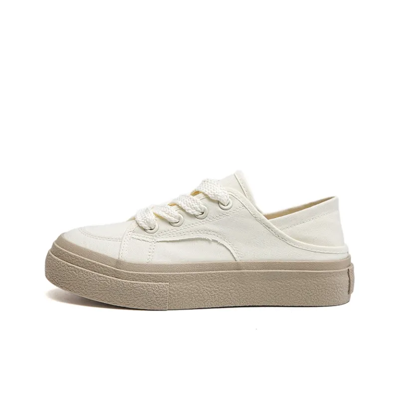 Than Than Me Slip Resistant Low Top Skateboard Shoes Women's Beige Khaki-0
