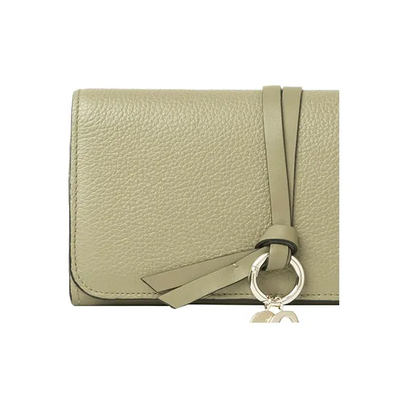 Chloe Alphabet Grained Calfskin Wallet Women's Light Green-3
