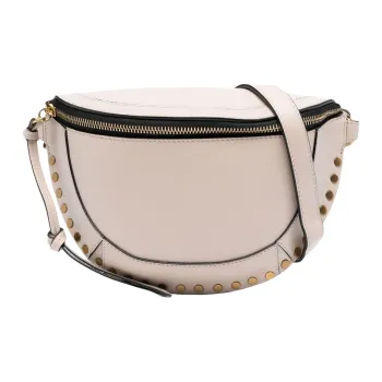 ISABEL MARANT Textured Calfskin One Shoulder Crossbody Fanny Pack Women's Light Beige