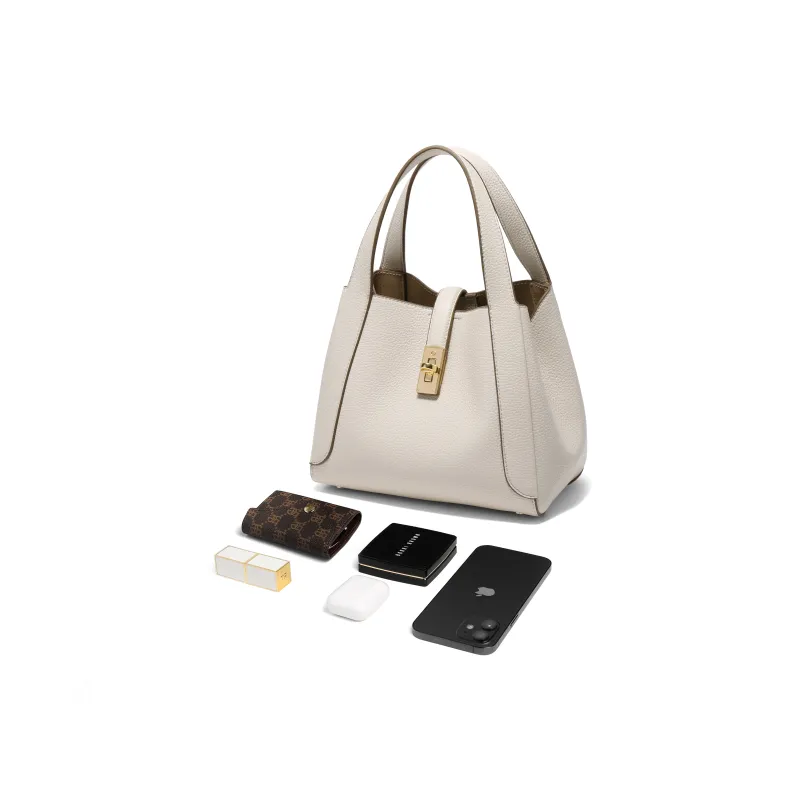 BELLE Artificial Leather Basket Shoulder Bag, Crossbody Bag, Handbag Women's Gray/White-12
