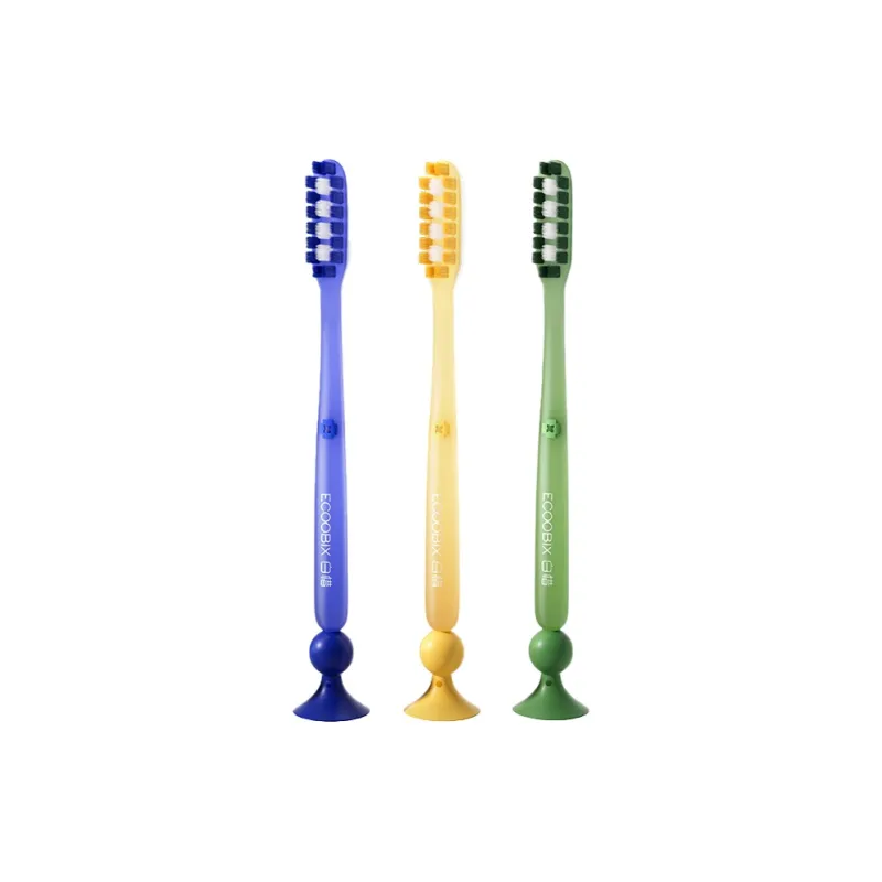 Ecoobix Long Cut Toothbrushes Soft Slip Resistant Handle With Bottom Suction Cup-8