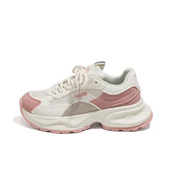 Feiyue Anti-Slip And Wear-Resistant Breathable Low-Top Chunky Sneakers Women's White Pink