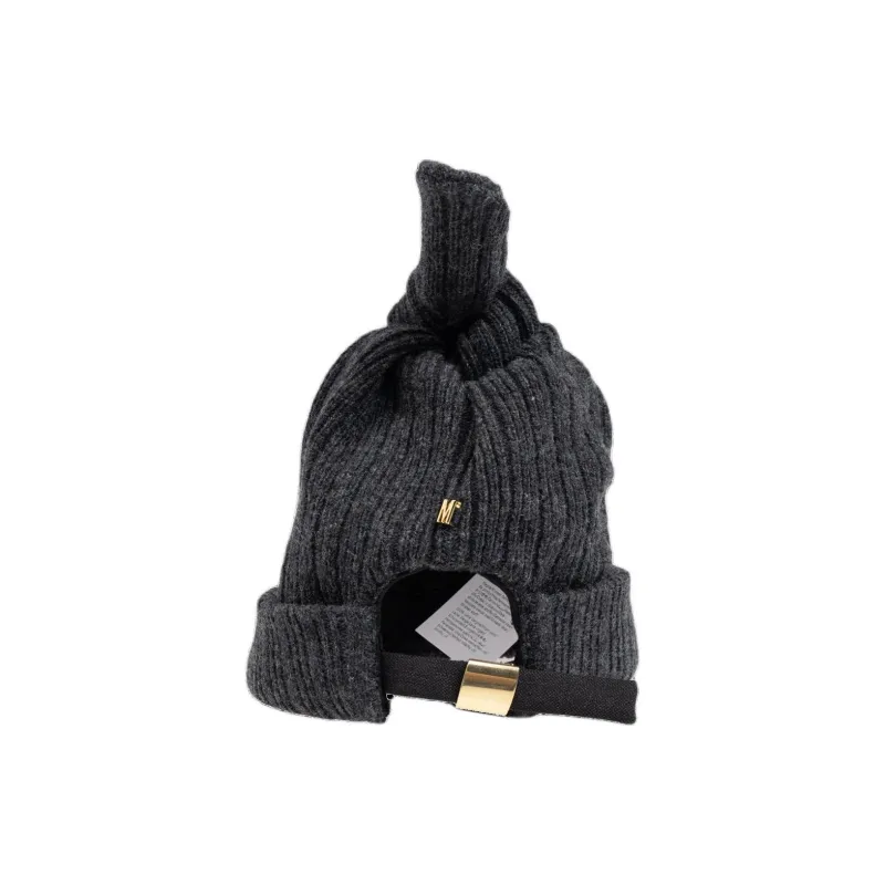 MOSCHINO Logo-lettering Knotted Wool Beanie-1