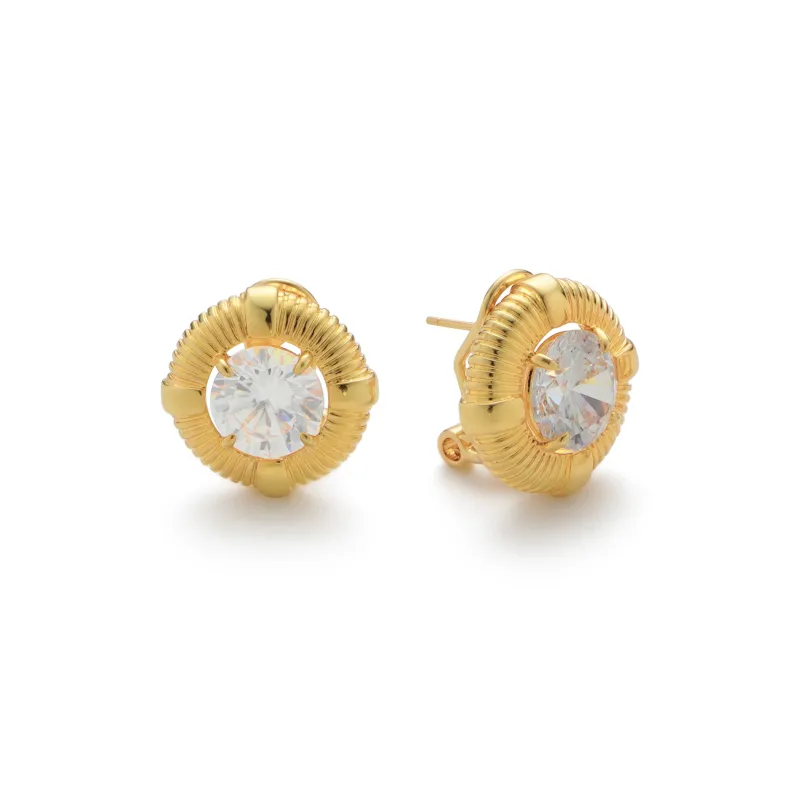RSNY Gold Plated Copper Stud Earrings Women's-1