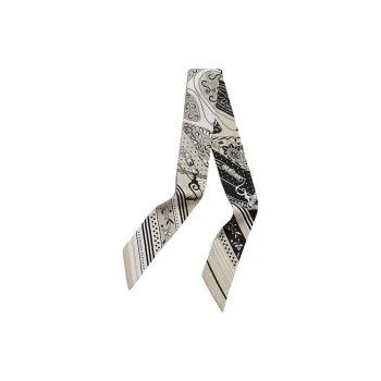HERMES Mulberry Silk Silk Scarves Women's Greige/Black