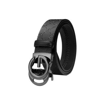 GOLF Cow Leather Automatic Buckle Belt Men's Gunmetal/Gold 3.5cm