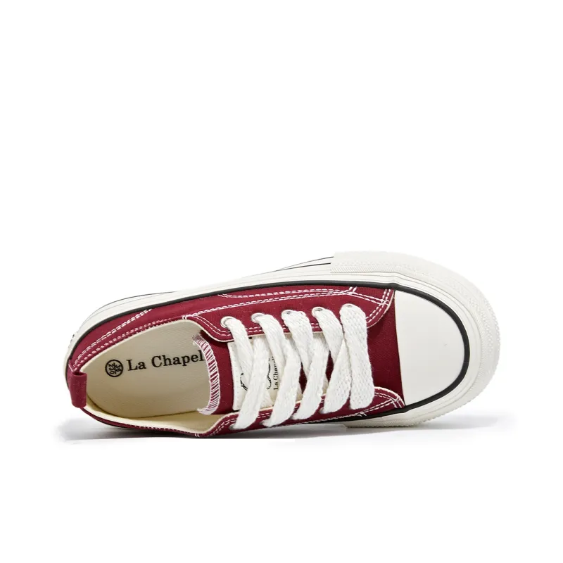 La Chapelle Anti-Slip And Wear-Resistant Height Increasing Low-Top Canvas Shoes Women's Red-4