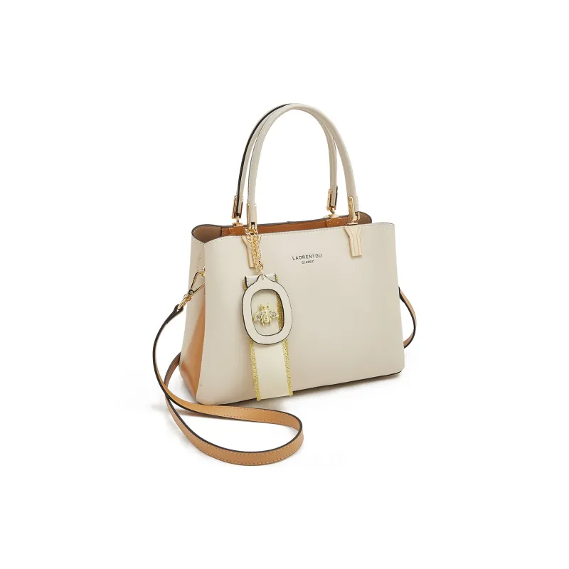 Old Man's Head Cow Split Leather+Synthetic Leather Crossbody Tote Handbag Regular Women's Dark Cyan/White-2