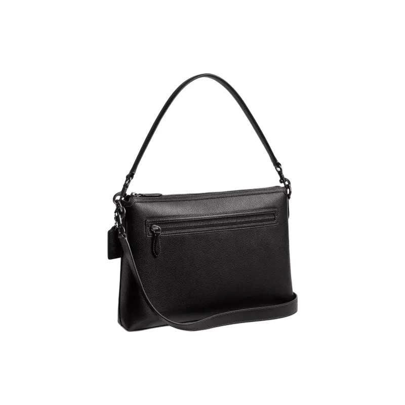 COACH Relay Polished Pebbled Leather Shoulder Bag Large Size Men's Black-1