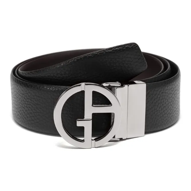 AMANI Cow Leather Leather Belts Men's Black Width: 4cm-1