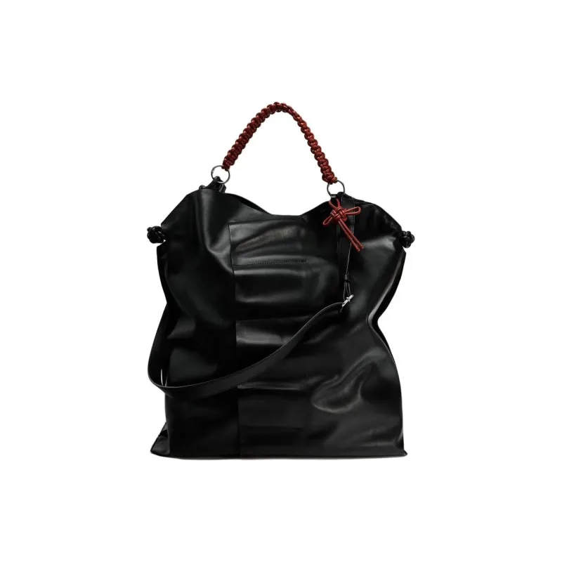ZARA AO YES Collaboration Cow Leather One Shoulder Handbag Women's Black-0