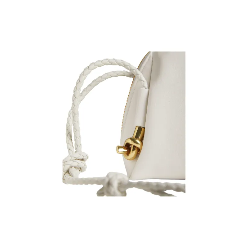 Bottega Veneta Cow Leather Handheld Shoulder Bag Women's Chalk White-3