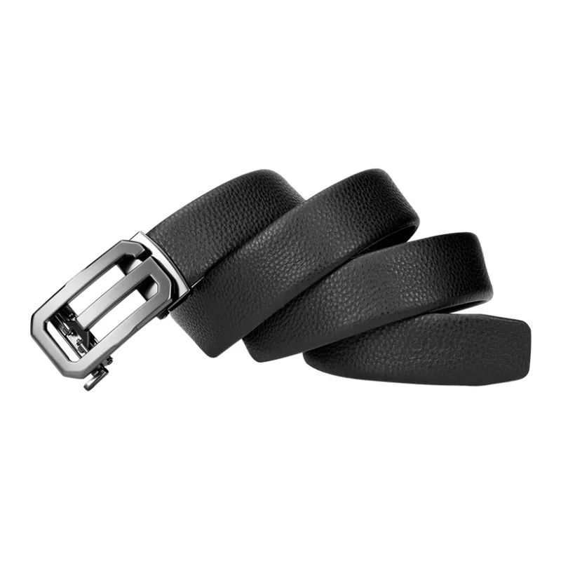 GOLF Automatic Buckle Cow Leather Belt Boyfriend Men's Gunmetal/Gold 3.5cm-3