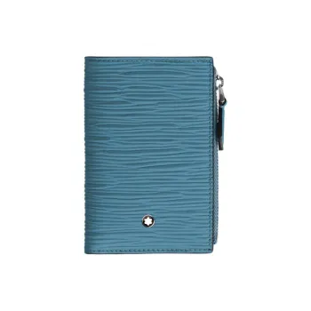 MONTBLANC Cow Leather Wallet Mini Unisex Haze Blue