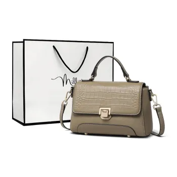 MILLIE'S Cow Leather Patchwork Synthetic Leather One Shoulder Handbags Regular Women's Light Coffee/Black