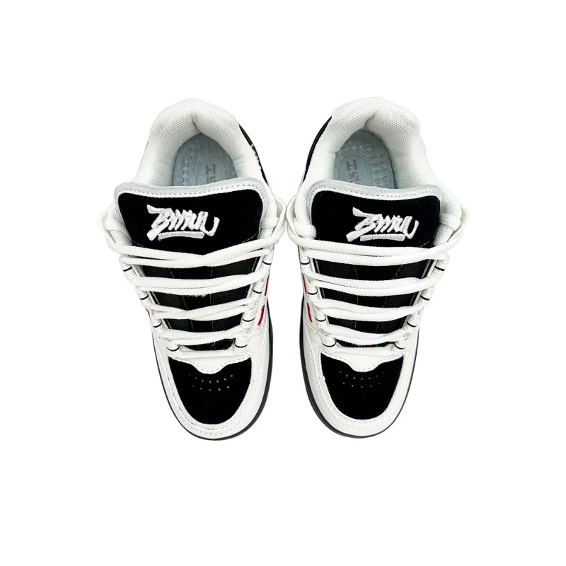 ITGI Slip Resistant Cushioning Low Top Skateboard Shoes Unisex White Red Black-3