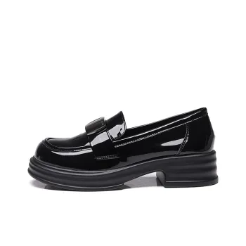 Bull Charm Loafers 4cm Women's Black