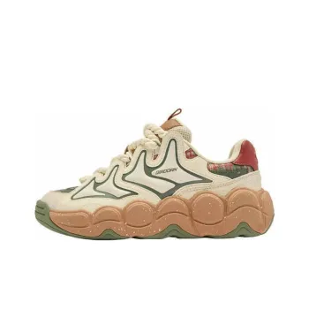 QIAODAN Get Rich Every Day Slip Resistant Lightweight Wear Resistant Low Top Chunky Sneakers Women's Yellow Green