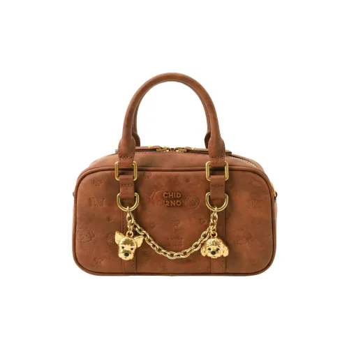 PAYOT Microfiber Synthetic Leather Bowling Bag, Handbag Women's Brown