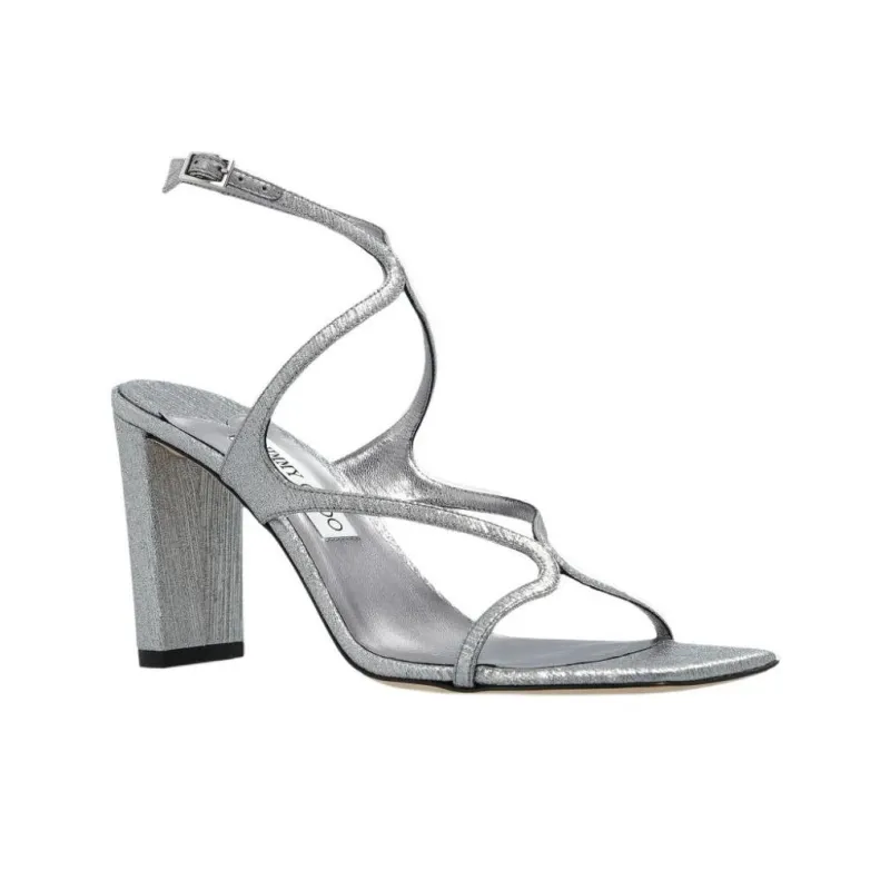 Jimmy Choo Azie Strap Sandals 8.5cm Women's Silver-2