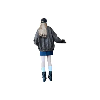 NBNO Leather Jacket Unisex Black Gray Color