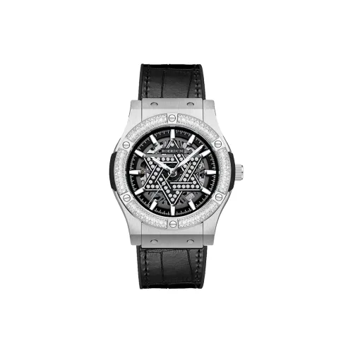 ROERDUM Cyber Collection Six Pointed Star Automatic Mechanical Movement Silicone Strap Watch Men's Watches Black Dial