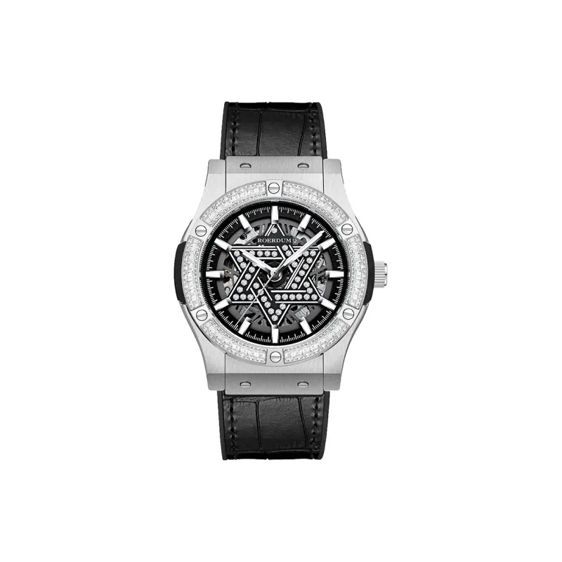 ROERDUM Cyber Collection Six Pointed Star Automatic Mechanical Movement Silicone Strap Watch Men's Watches Black Dial-8