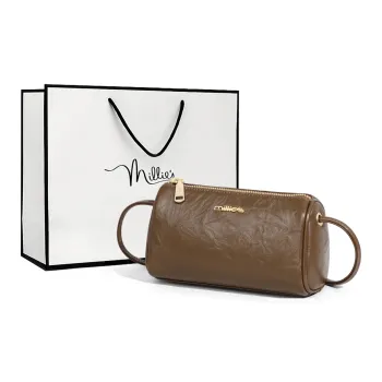 MILLIE'S Cow Leather Bonded Synthetic Leather Shoulder Bag Crossbody Bag Pillow Bag Regular Women's Dark Brown/Black