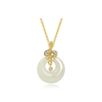 Lao Feng Xiang Hetian Jade Necklaces Pale Greenish White Jade Women's