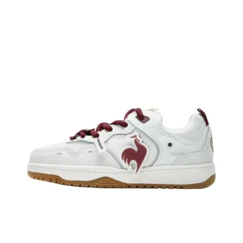 Le Coq Sportif Anti Slip Wear Resistant Low Top Skateboard Shoes Women's White Red