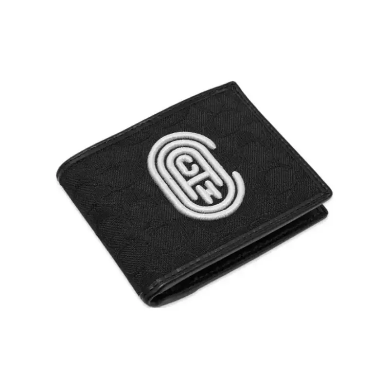 COACH Billfold Wallet Canvas 50% Off Wallet Men's Black Gray-1