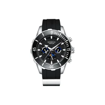 ROERDUM Stalker Automatic Mechanical Movement Silicone Strap Watch Men's Watches Black Dial