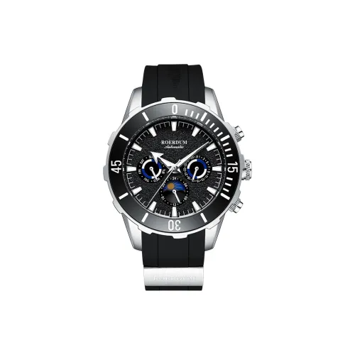 ROERDUM Stalker Automatic Mechanical Movement Silicone Strap Watch Men's Watches Black Dial