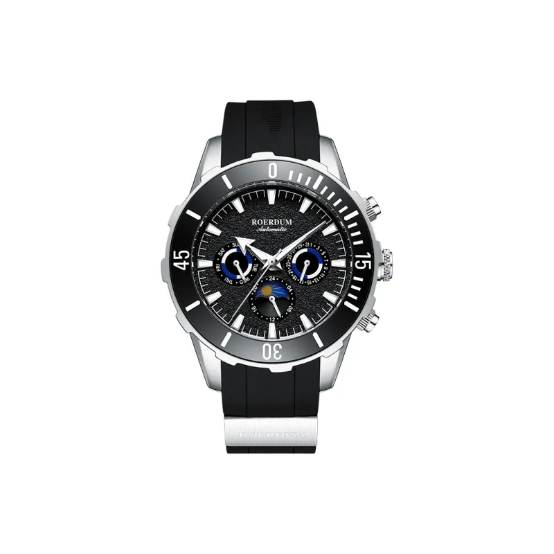 ROERDUM Stalker Automatic Mechanical Movement Silicone Strap Watch Men's Watches Black Dial-0