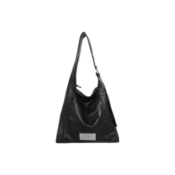 Kikawa Card Synthetic Leather Hobo Bag Shoulder Bag Unisex Black/Brown