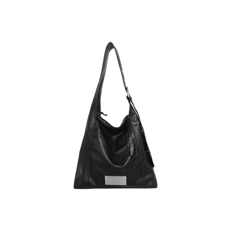 Kikawa Card Synthetic Leather Hobo Bag Shoulder Bag Unisex Black/Brown-0