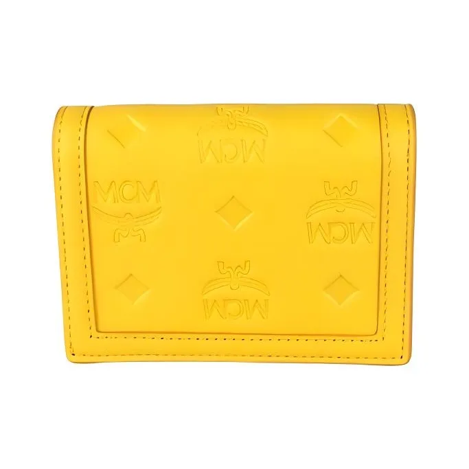 MCM Leather Wallet Mini Women's Yellow-3
