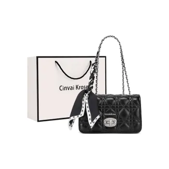 Simvay Clos Cow Leather Shoulder Bag Crossbody Bag Small Size Women's Black/Cream White