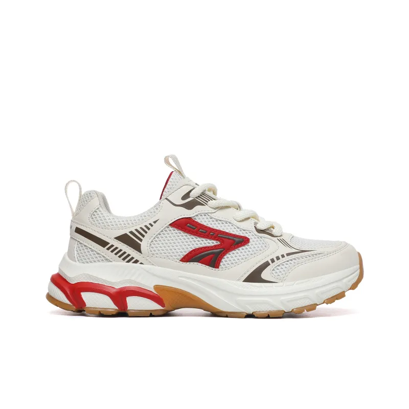 CEDAR HAN Slip Resistant, Abrasion Resistant, Lightweight Low Top Sprint Running Shoes Men's Beige Red-1