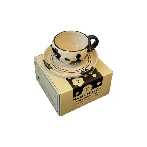 CERAMICS French Vintage Ceramic Coffee Saucer Set Black White 186ml
