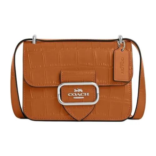 COACH Morgan Leather Shoulder Bag, Crossbody Bag Trumpets Women's Orange Brown