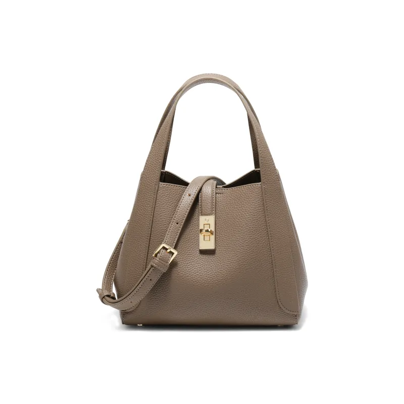 BELLE Artificial Leather Basket Shoulder Bag, Crossbody Bag, Handbag Women's Gray/White-1