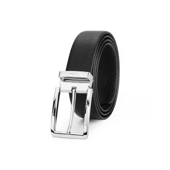 PIERRE CARDIN Top Grain Cow Leather Belts Men's Black 3.4cm