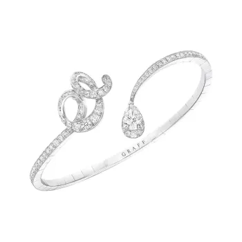Graff 18K White Gold Diamonds Bangles Unisex Silver